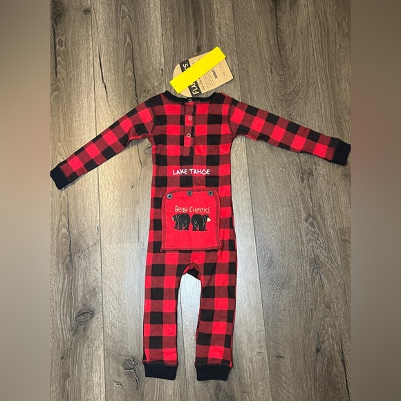 Lazy One Lake Tahoe Bear Cheeks Flap Jack Kids Onsie Size 18 Months - Picture 2 of 8